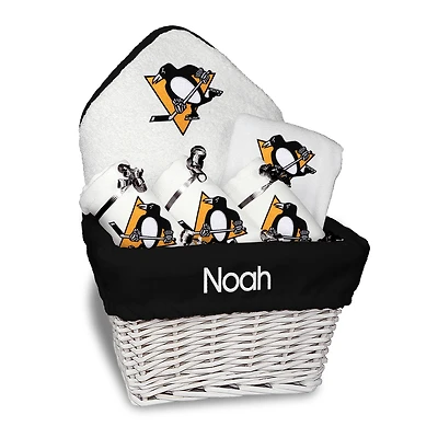 Newborn & Infant White Pittsburgh Penguins Personalized Medium Gift Basket