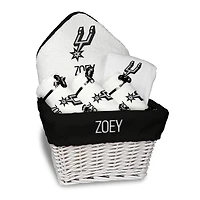 Newborn & Infant White San Antonio Spurs Personalized Medium Gift Basket