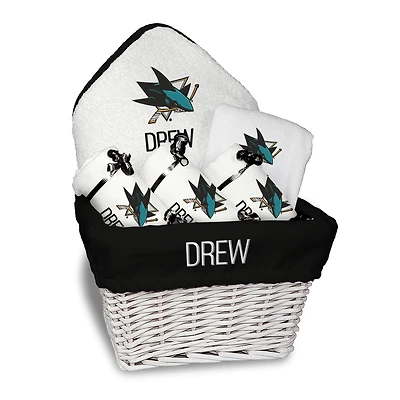 Newborn & Infant White San Jose Sharks Personalized Medium Gift Basket