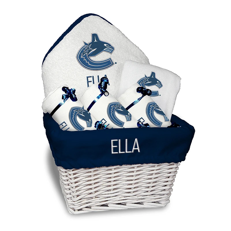 Newborn & Infant White Vancouver Canucks Personalized Medium Gift Basket