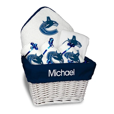 Newborn & Infant White Vancouver Canucks Personalized Medium Gift Basket