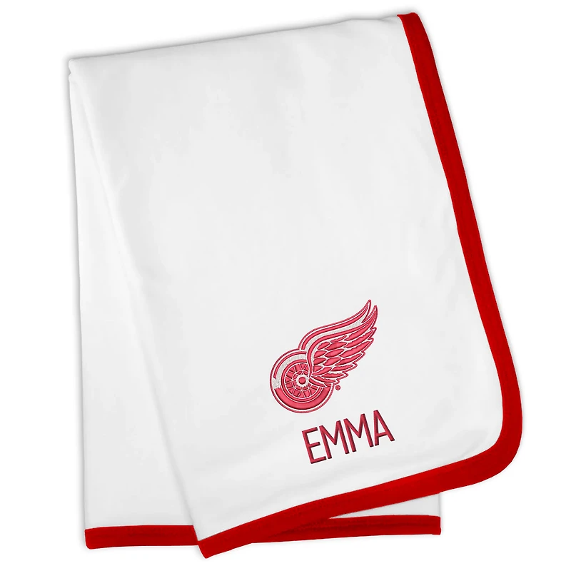 White Detroit Red Wings Personalized Baby Blanket
