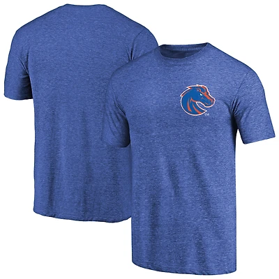 Men's Royal Boise State Broncos Left Chest Distressed Logo Tri-Blend T-Shirt