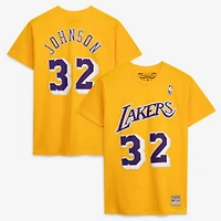 Men's Mitchell & Ness Magic Johnson Gold Los Angeles Lakers Hardwood Classics Retro Name & Number T-Shirt