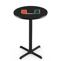Miami Hurricanes 25" Black Wrinkle Swivel Bar Stool with Chrome Ribbing