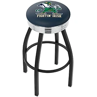 Notre Dame Fighting Irish 25" Black Wrinkle Swivel Bar Stool with Chrome Ribbing