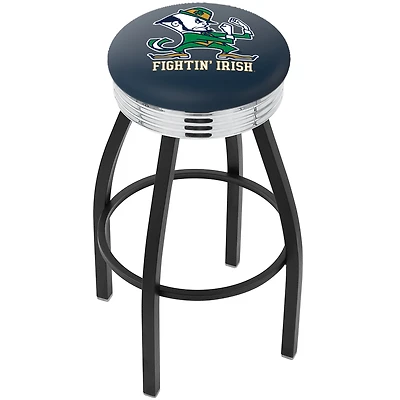Notre Dame Fighting Irish 25" Black Wrinkle Swivel Bar Stool with Chrome Ribbing