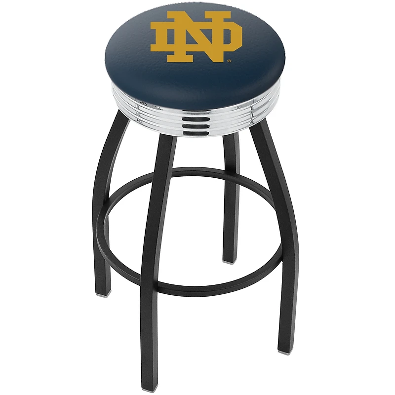 Notre Dame Fighting Irish 25" Alternate Black Wrinkle Swivel Bar Stool with Chrome Ribbing