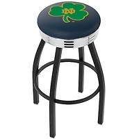 Notre Dame Fighting Irish 25" Team Black Wrinkle Swivel Bar Stool with Chrome Ribbing