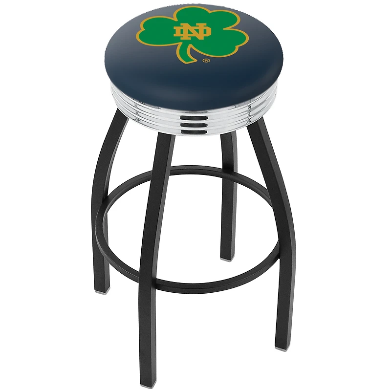 Notre Dame Fighting Irish 25" Team Black Wrinkle Swivel Bar Stool with Chrome Ribbing