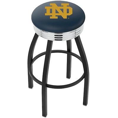 Notre Dame Fighting Irish 30" Alternate Black Wrinkle Swivel Bar Stool with Chrome Ribbed Ring