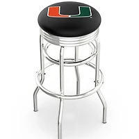 Miami Hurricanes 30" Chrome Double Ring Swivel Bar Stool with 2.5" Ribbed Ring