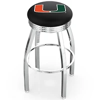 Miami Hurricanes 25" Chrome Swivel Bar Stool with 2.5" Ribbed Accent Ring