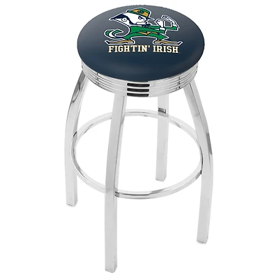 Notre Dame Fighting Irish 25" Alternate Chrome Swivel Bar Stool with 2.5" Ribbed Accent Ring