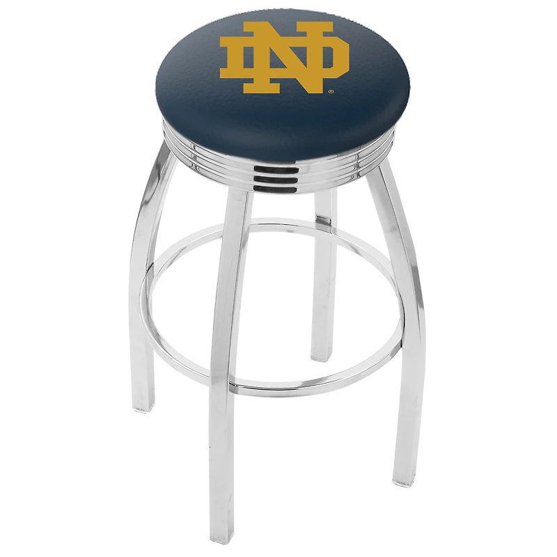 Notre Dame Fighting Irish 25" Team Chrome Swivel Bar Stool with 2.5" Ribbed Accent Ring