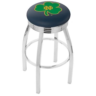 Notre Dame Fighting Irish 30" Chrome Swivel Bar Stool with 2.5" Ribbed Accent Ring