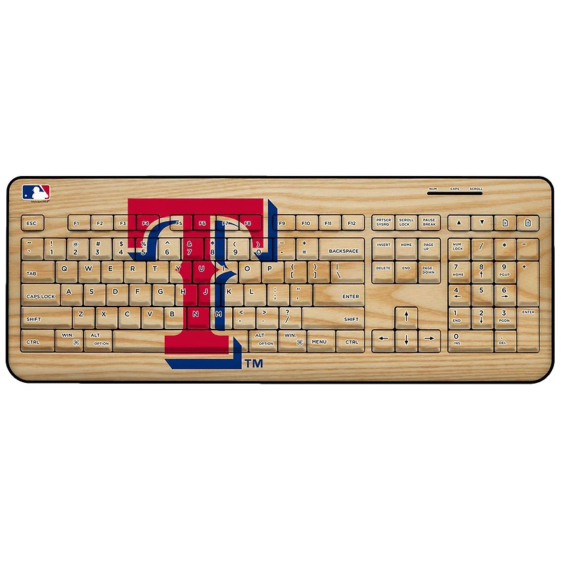 Texas Rangers Wood Print Wireless USB Keyboard