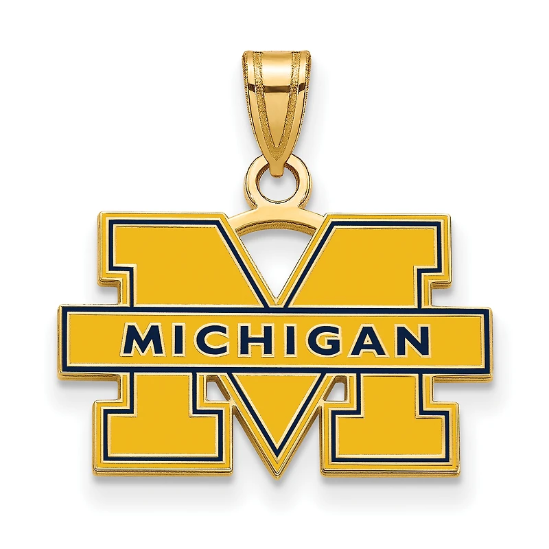 Women's Michigan Wolverines Gold Plated Small Enamel Pendant