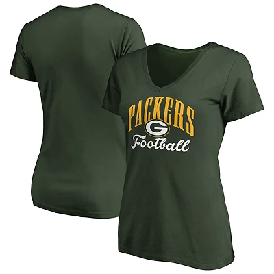 Women's Green Green Bay Packers Victory Script V-Neck T-Shirt