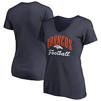 Women's Navy Denver Broncos Victory Script V-Neck T-Shirt