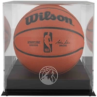 Minnesota Timberwolves Black Base Team Logo Basketball Display Case with Mirrored Back
