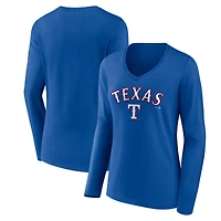 Women's Royal Texas Rangers Team Lock Up Long Sleeve V-Neck T-Shirt