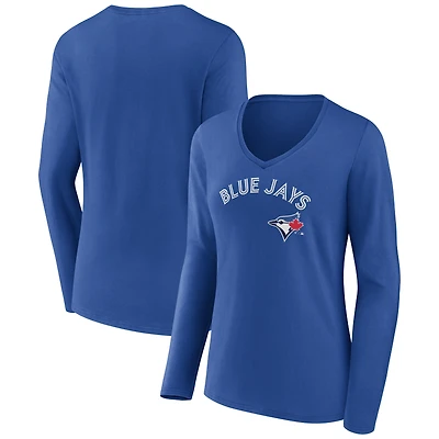 Women's Royal Toronto Blue Jays Team Lock Up Long Sleeve V-Neck T-Shirt
