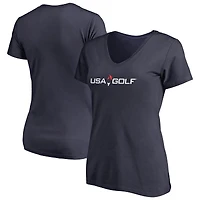 Women's Navy USA Golf Primary Logo V-Neck T-Shirt