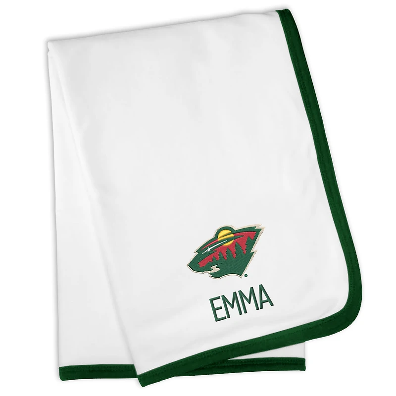 White Minnesota Wild Personalized Baby Blanket