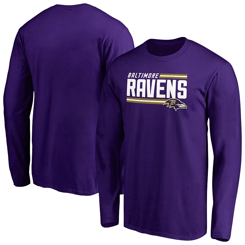 Men's Purple Baltimore Ravens Iconic Collection On Side Stripe Long Sleeve T-Shirt