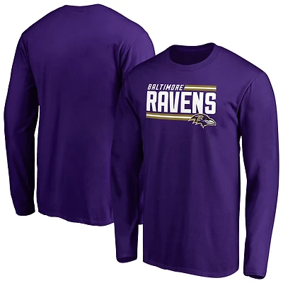 Men's Purple Baltimore Ravens Iconic Collection On Side Stripe Long Sleeve T-Shirt