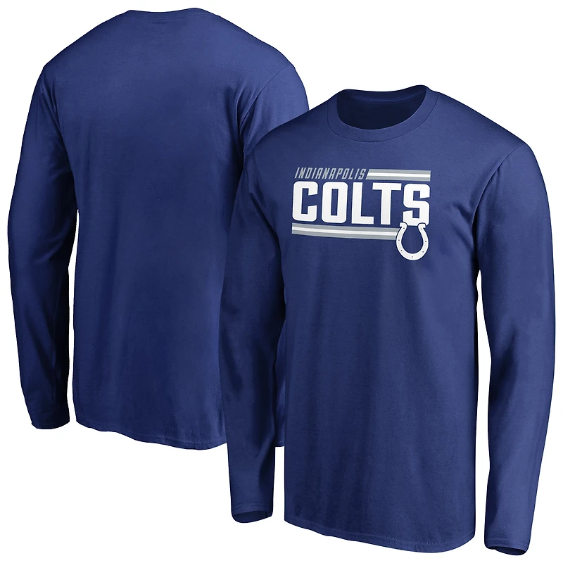 Men's Royal Indianapolis Colts Iconic Collection On Side Stripe Long Sleeve T-Shirt