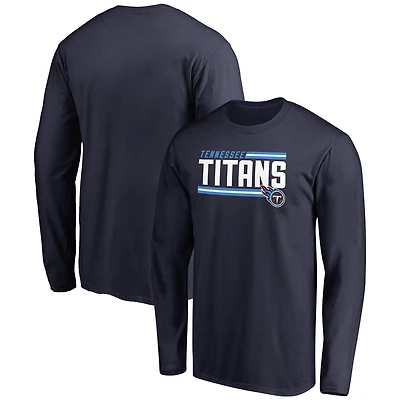 Men's Navy Tennessee Titans Iconic Collection On Side Stripe Long Sleeve T-Shirt