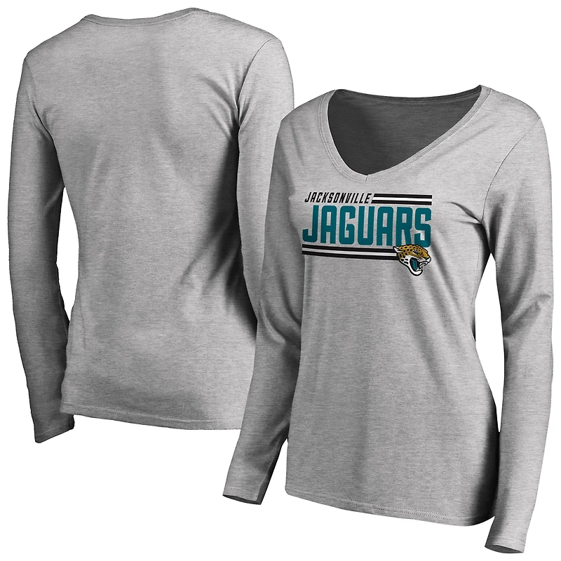 Women's Ash Jacksonville Jaguars Iconic Collection On Side Stripe Long Sleeve V-Neck T-Shirt