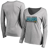 Women's Ash Jacksonville Jaguars Iconic Collection On Side Stripe Long Sleeve V-Neck T-Shirt