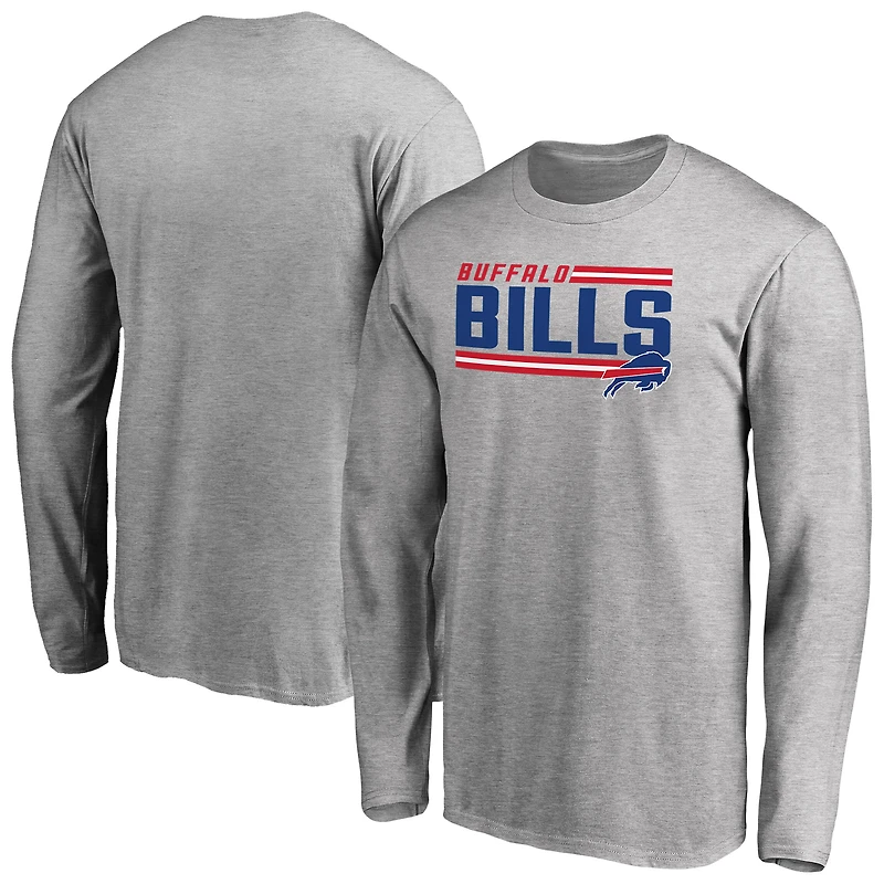 Men's Ash Buffalo Bills Iconic Collection On Side Stripe Long Sleeve T-Shirt