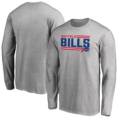 Men's Ash Buffalo Bills Iconic Collection On Side Stripe Long Sleeve T-Shirt