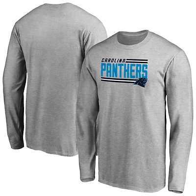 Men's Ash Carolina Panthers Iconic Collection On Side Stripe Long Sleeve T-Shirt