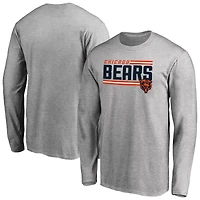 Men's Ash Chicago Bears Iconic Collection On Side Stripe Long Sleeve T-Shirt
