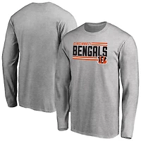 Men's Ash Cincinnati Bengals Iconic Collection On Side Stripe Long Sleeve T-Shirt