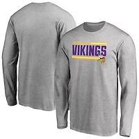 Men's Ash Minnesota Vikings Iconic Collection On Side Stripe Long Sleeve T-Shirt