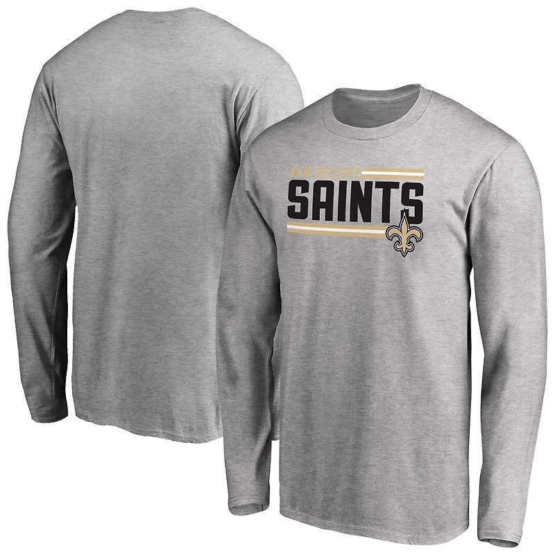 Men's Ash New Orleans Saints Iconic Collection On Side Stripe Long Sleeve T-Shirt