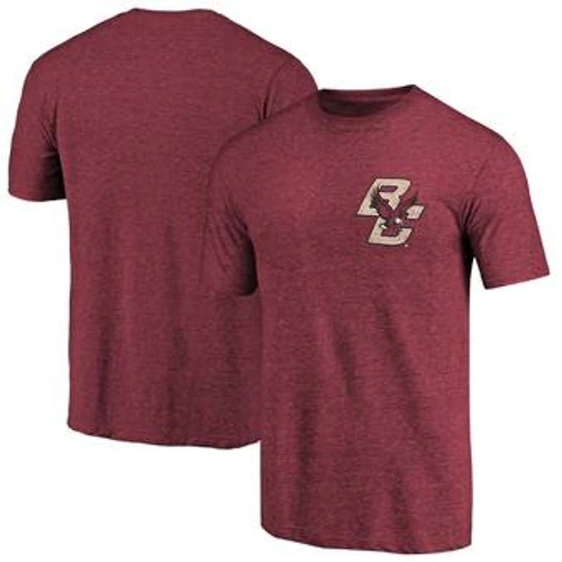 Men's Garnet Boston College Eagles Left Chest Distressed Tri-Blend T-Shirt