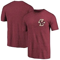 Men's Garnet Boston College Eagles Left Chest Distressed Tri-Blend T-Shirt