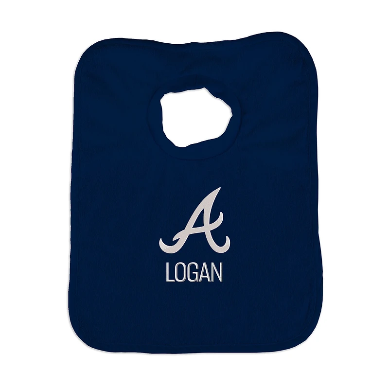 Infant Navy Atlanta Braves Personalized Bib