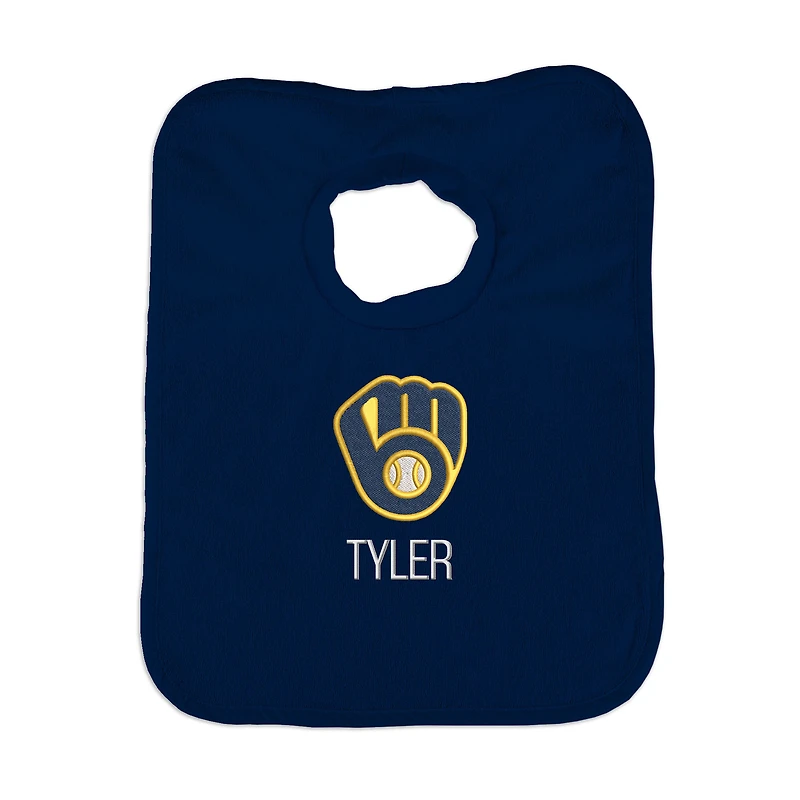 Infant Navy Milwaukee Brewers Personalized Bib