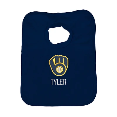 Infant Navy Milwaukee Brewers Personalized Bib