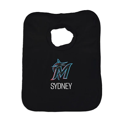 Infant Black Miami Marlins Personalized Bib