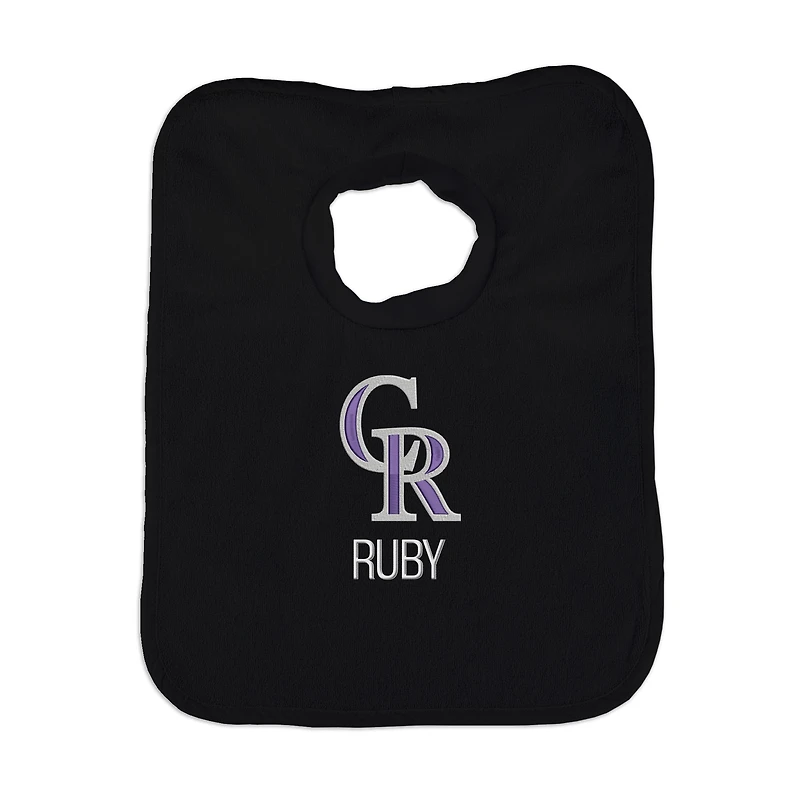 Infant Black Colorado Rockies Personalized Bib