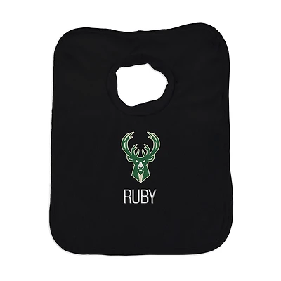Infant Black Milwaukee Bucks Personalized Bib